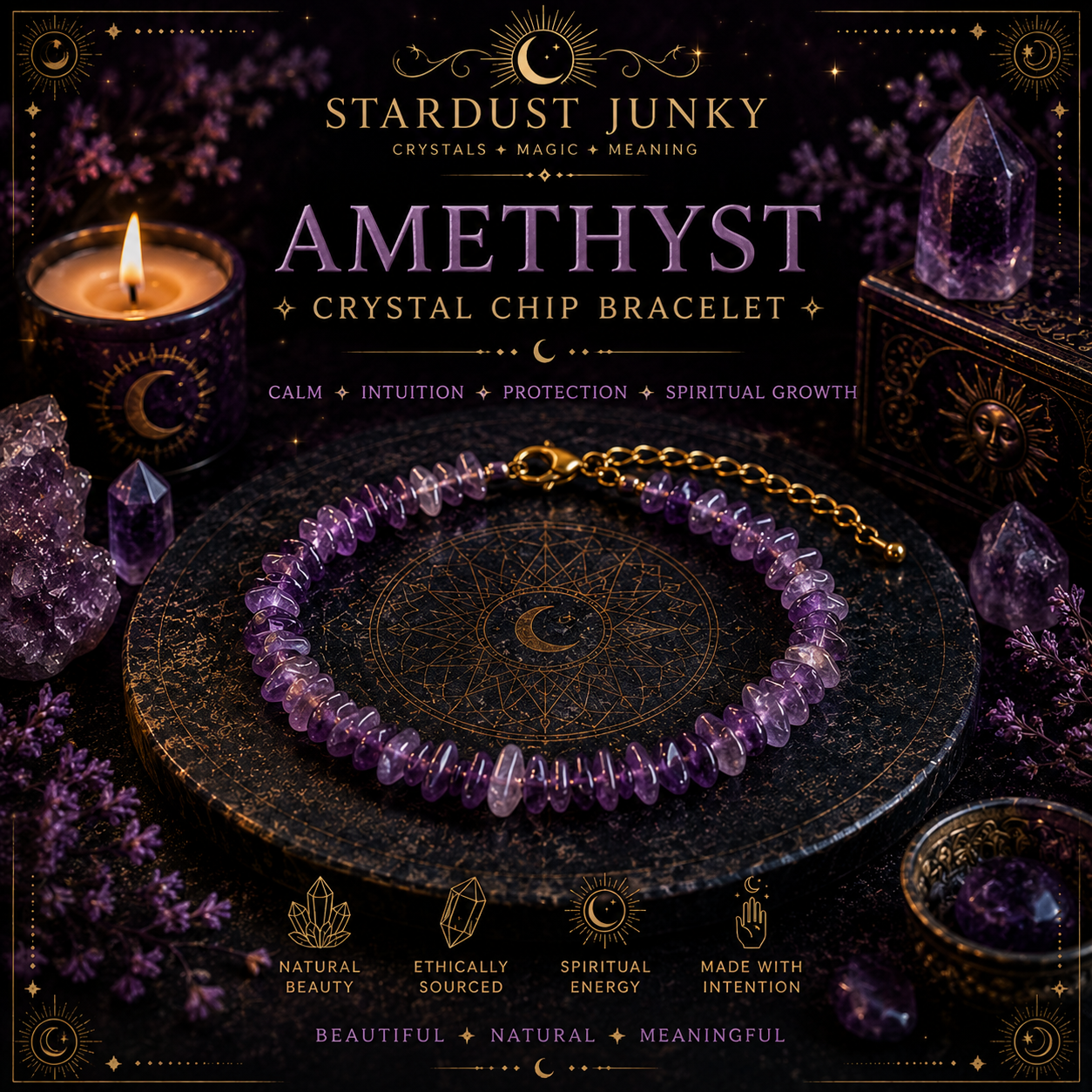 Amethyst Crystal Chip Bracelet – Stardust Junky