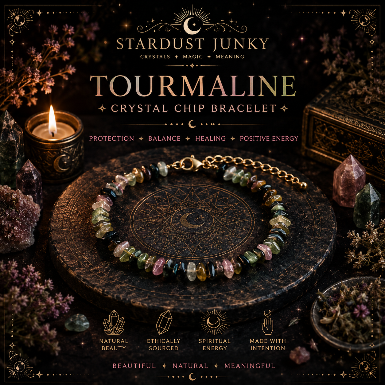 Tourmaline Crystal Chip Bracelet