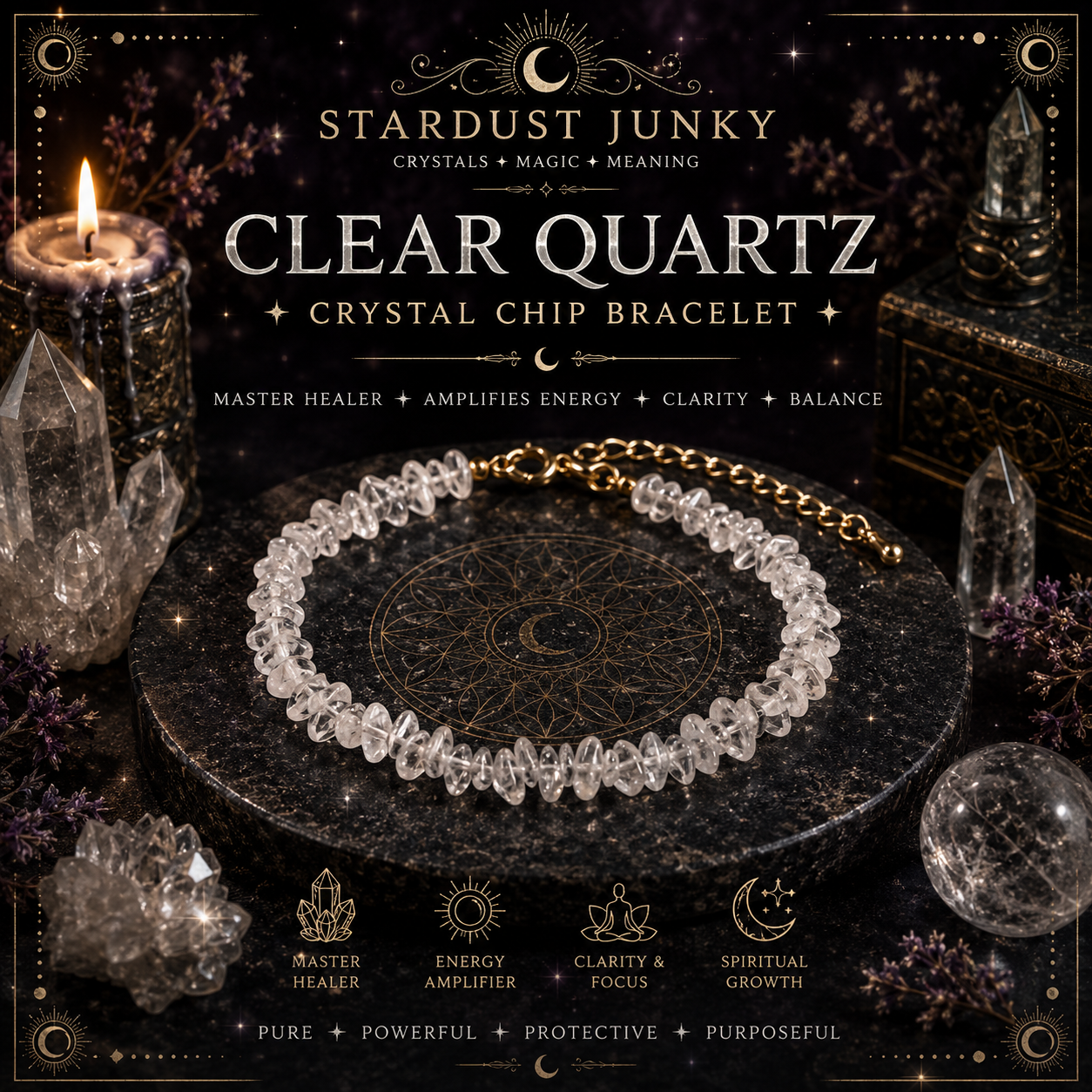 Clear Quartz Crystal Chip Bracelet