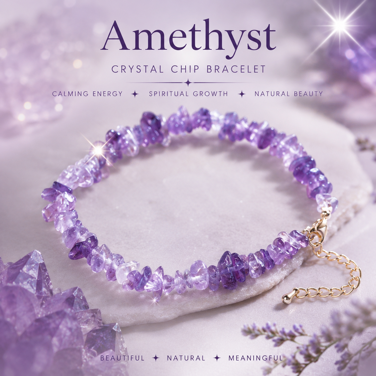 Amethyst Crystal Chip Bracelet